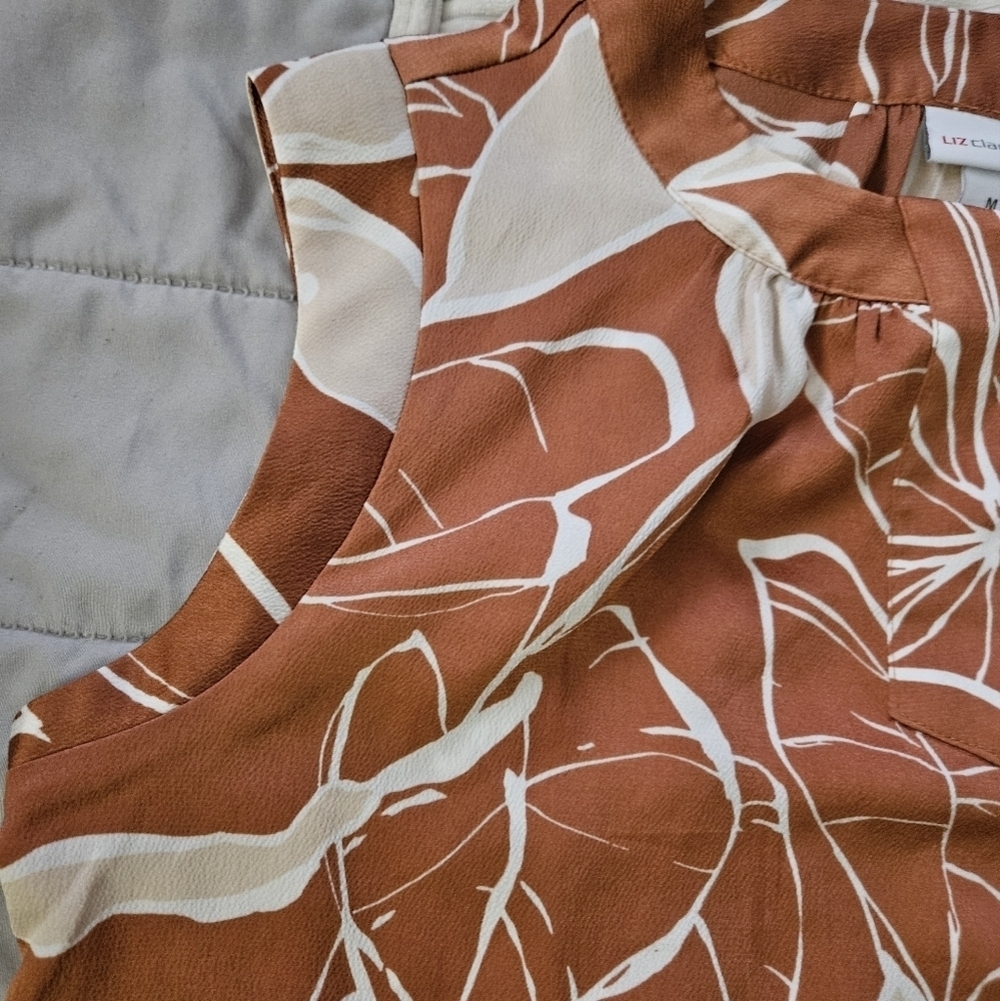 Liz Claiborne Floral Orange Sleeveless Top Size M - Picture 4 of 6